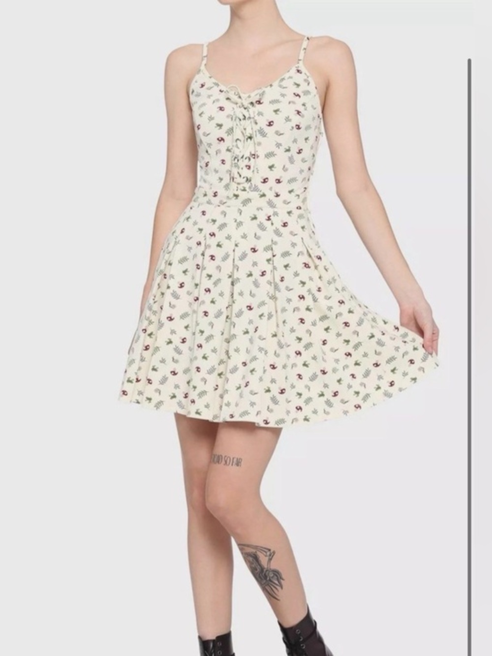 Hot Topic Frog Mushroom Lace Up Dress Cottagecore Fairy Goth‎ Size SM